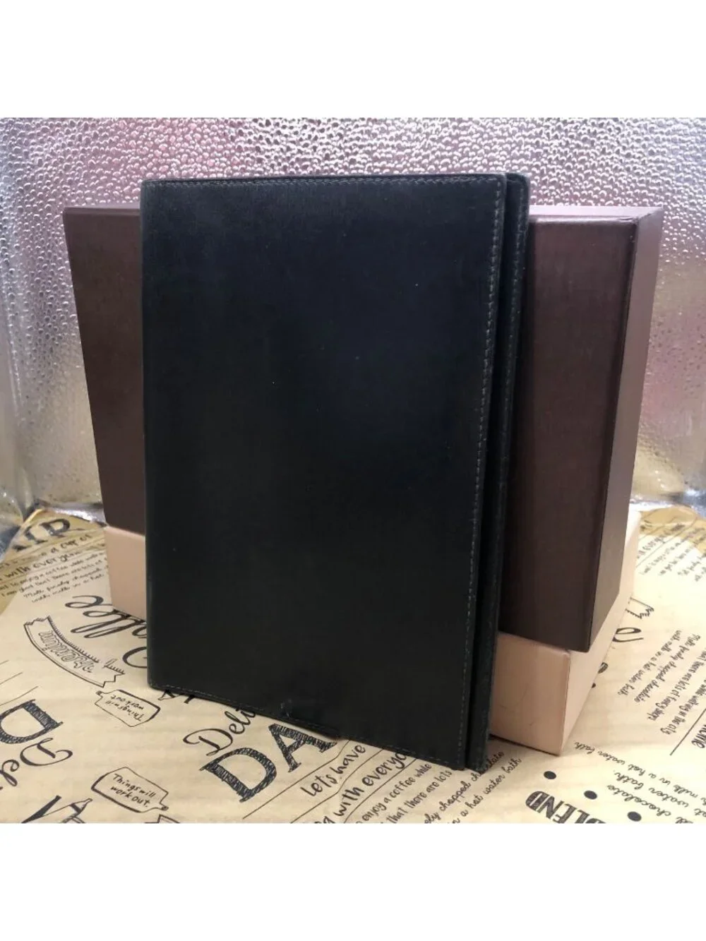 Hermes Notebook Schedule Note Cover Leather Black Business Agenda